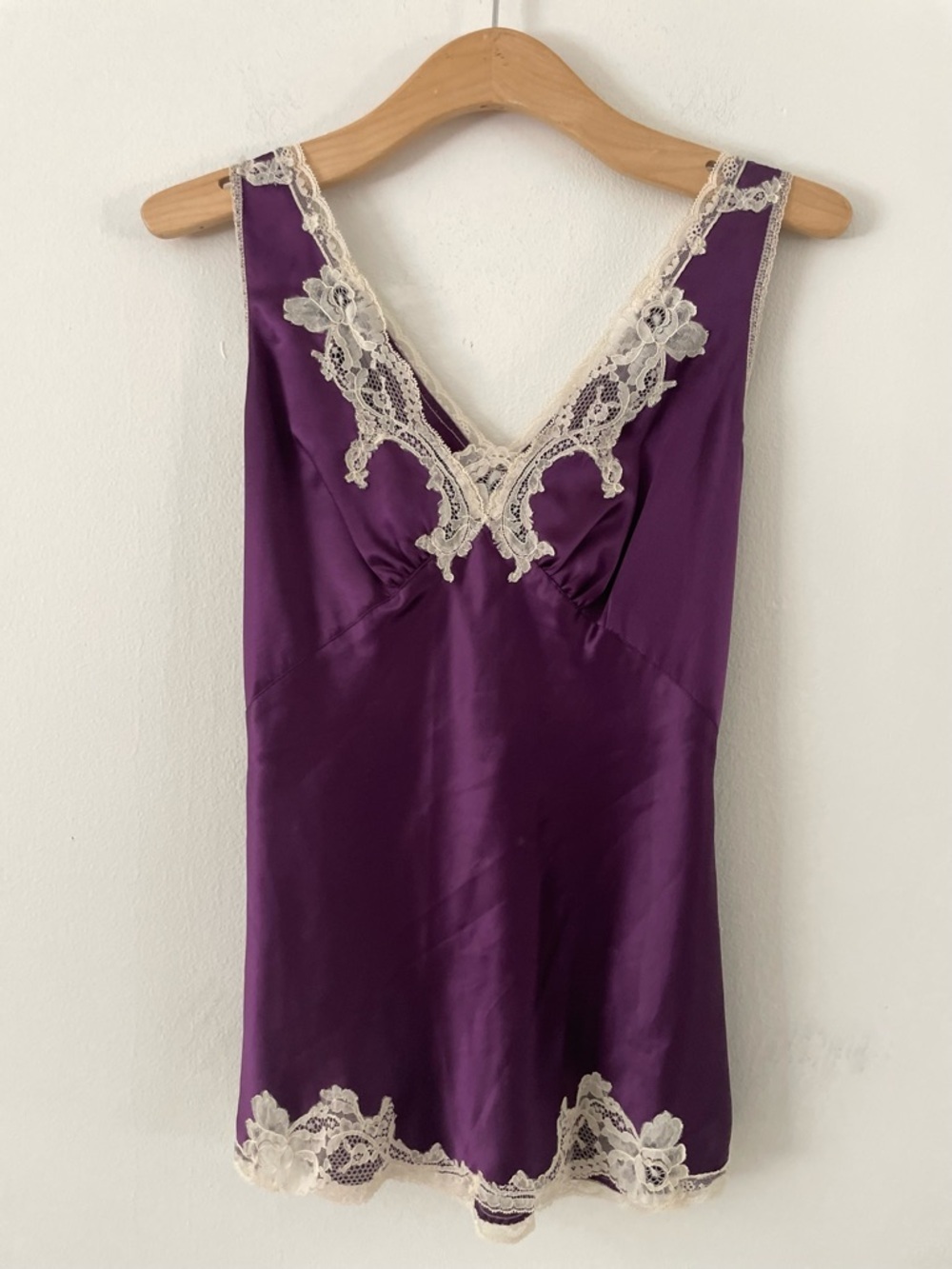 VTG Jonquil 100% Silk Lace Cami Top 2000s Purple Cream Tunic Y2K